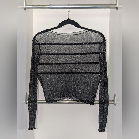 Cropped Sparkly Mesh Top - Picture 2 of 2
